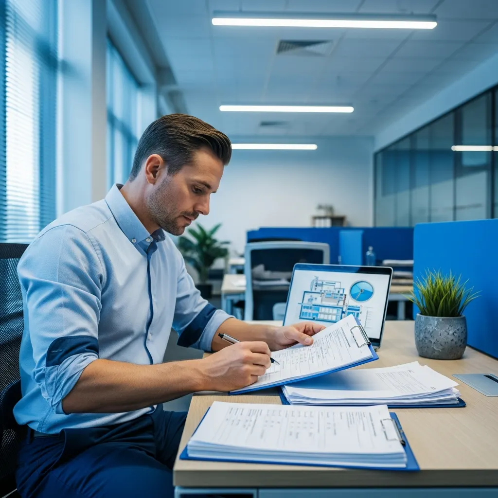 Operator reviewing course materials